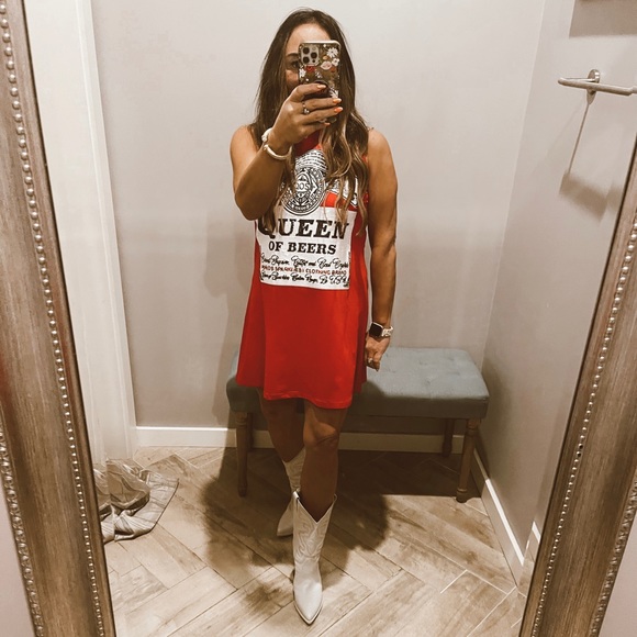 QUEEN OF SPARKLES Sequin QUEEN OF BEERS Tank Dress - Picture 4 of 5